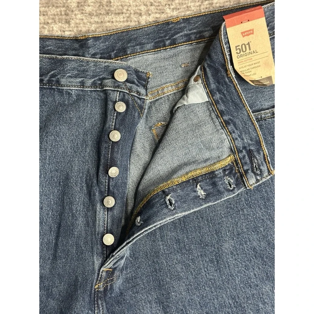 Levi's 501 Jeans Mens 44x30 Blue Denim Button Fly Original Fit Straight Leg NWT